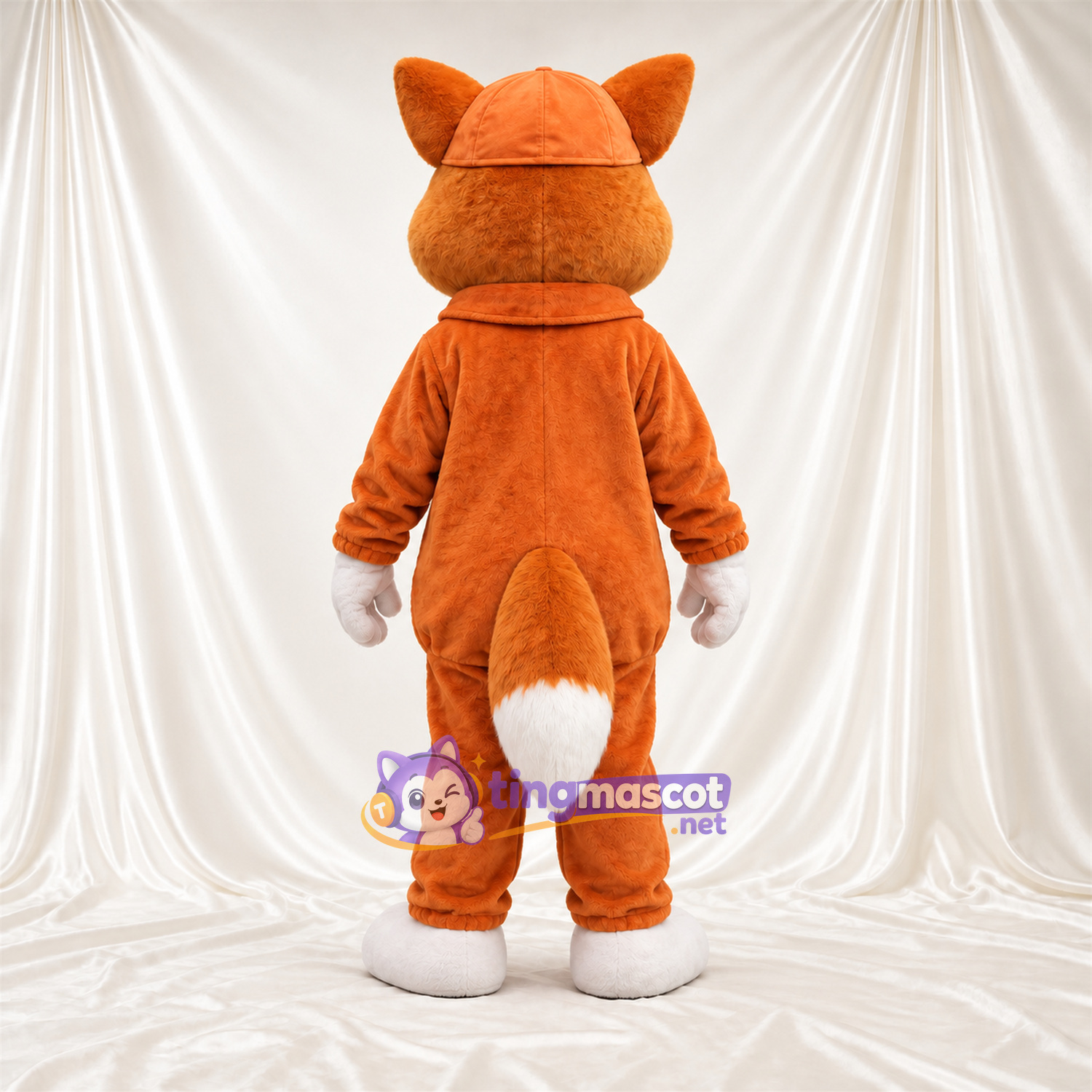 Maskottchenkostüm Fuchs – orange / weiß – Trainingsanzug (orange); Kappe Maskottchenkostüm Fuchs – orange / weiß – Trainingsanzug (orange); Kappe