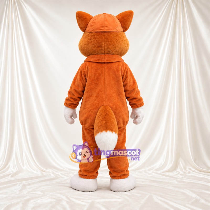 Maskottchenkostüm Fuchs – orange / weiß – Trainingsanzug (orange); Kappe Maskottchenkostüm Fuchs – orange / weiß – Trainingsanzug (orange); Kappe