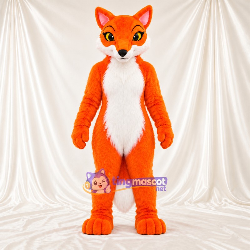 Maskottchenkostüm Fuchs – orange / weiß – Bauch (weiß); Augen (grün) Maskottchenkostüm Fuchs – orange / weiß – Bauch (weiß); Augen (grün)