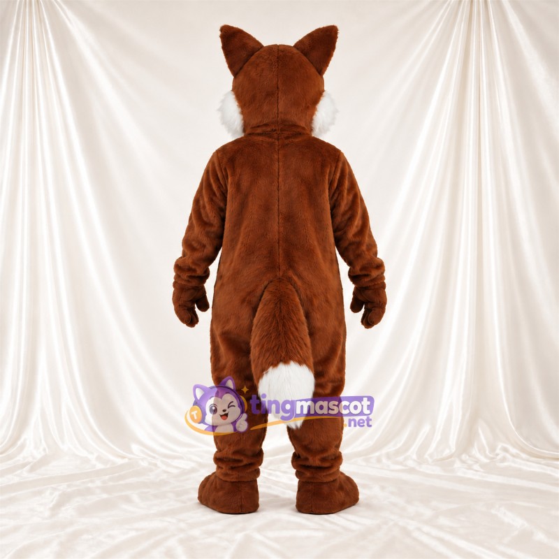 Maskottchenkostüm Fuchs – braun / weiß – Bauch (weiß); Breites Zahngrinsen