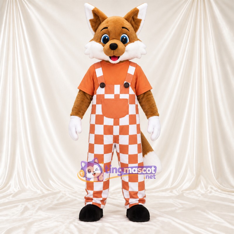 Maskottchenkostüm Fuchs – hellbraun / weiß – Latzhose Maskottchenkostüm Fuchs – hellbraun / weiß – Latzhose