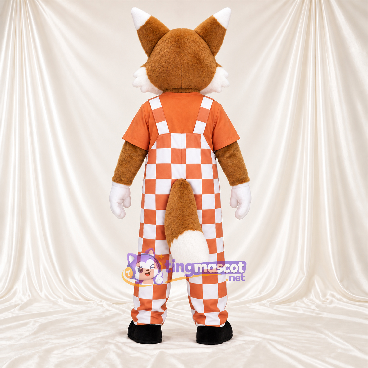 Maskottchenkostüm Fuchs – hellbraun / weiß – Latzhose Maskottchenkostüm Fuchs – hellbraun / weiß – Latzhose