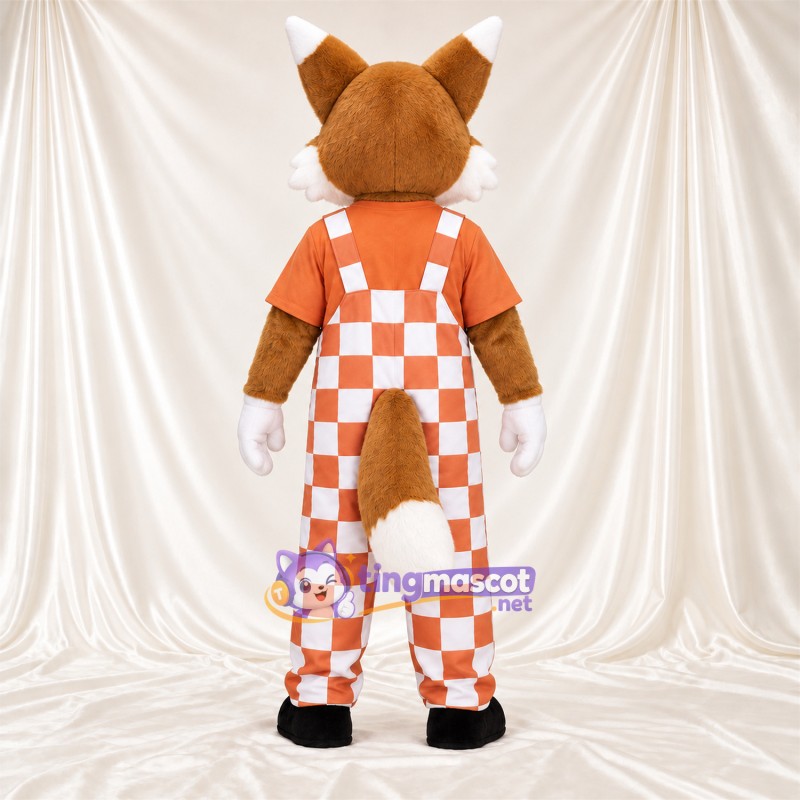 Maskottchenkostüm Fuchs – hellbraun / weiß – Latzhose Maskottchenkostüm Fuchs – hellbraun / weiß – Latzhose