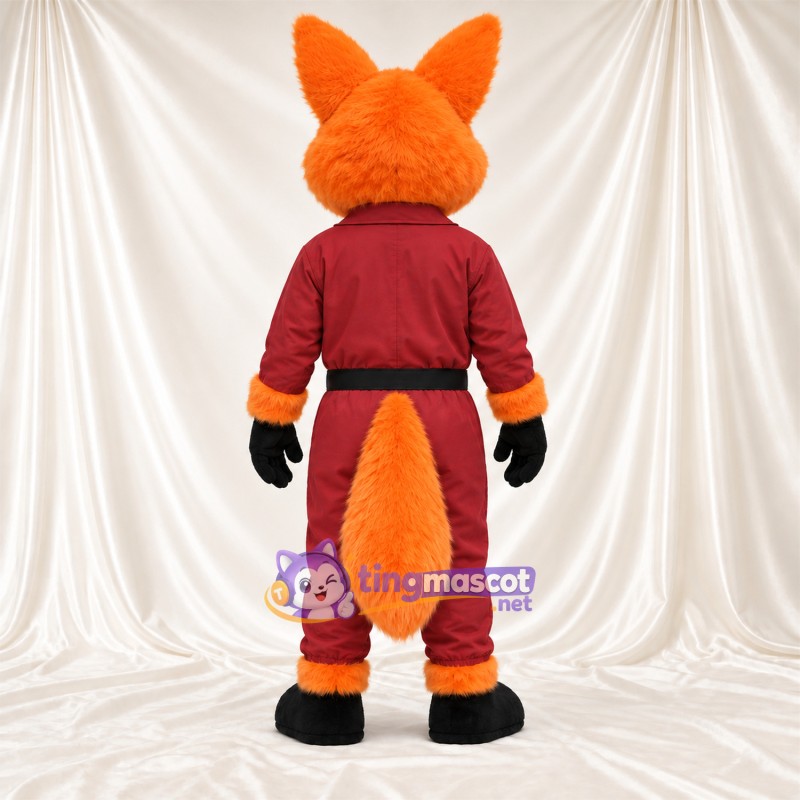 Maskottchenkostüm Fuchs – orange / weiß – Trainingsanzug (bordeauxrot) Maskottchenkostüm Fuchs – orange / weiß – Trainingsanzug (bordeauxrot)