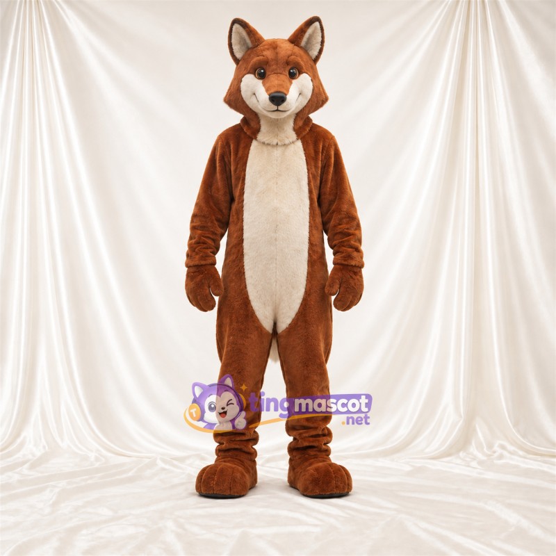 Maskottchenkostüm Fuchs – braun / weiß – Bauch (creme); Schwanzspitze (weiß) Maskottchenkostüm Fuchs – braun / weiß – Bauch (creme); Schwanzspitze (weiß)