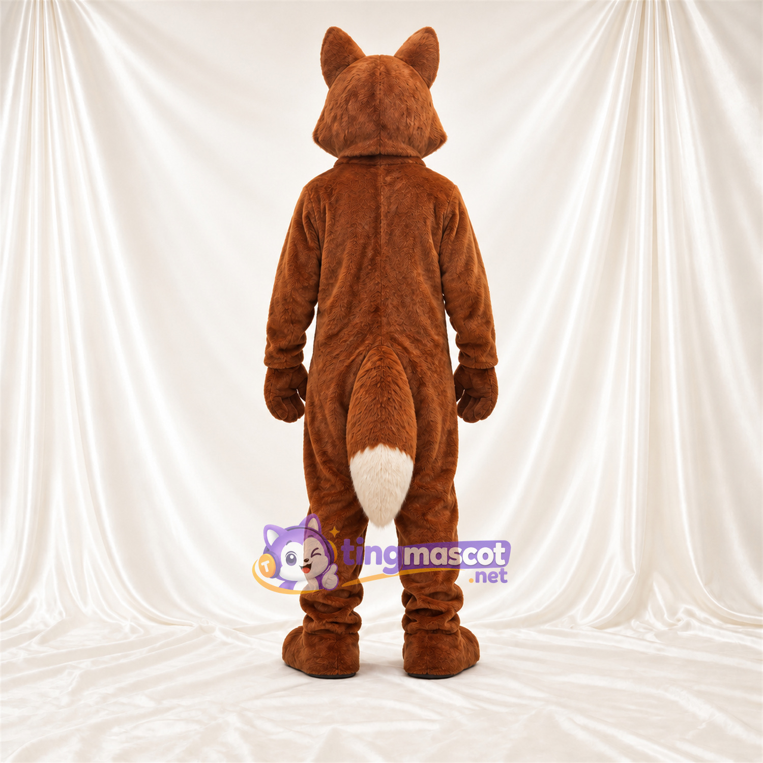 Maskottchenkostüm Fuchs – braun / weiß – Bauch (creme); Schwanzspitze (weiß)