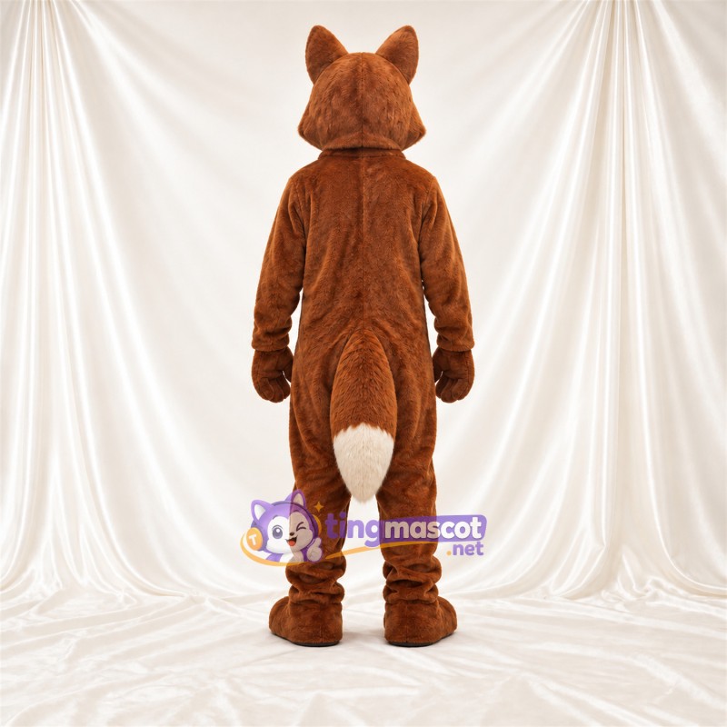 Maskottchenkostüm Fuchs – braun / weiß – Bauch (creme); Schwanzspitze (weiß)