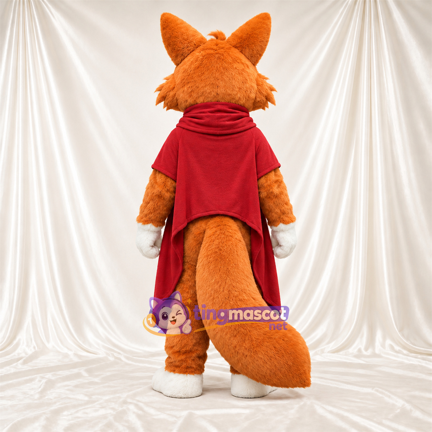 Maskottchenkostüm Fuchs – orange / weiß – Umhang (rot) Maskottchenkostüm Fuchs – orange / weiß – Umhang (rot)
