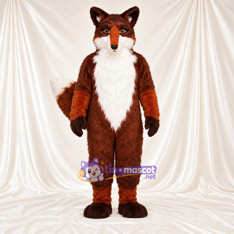 Maskottchenkostüm Fuchs – braun / weiß – Brust (weiß); Buschiger Schwanz Maskottchenkostüm Fuchs – braun / weiß – Brust (weiß); Buschiger Schwanz