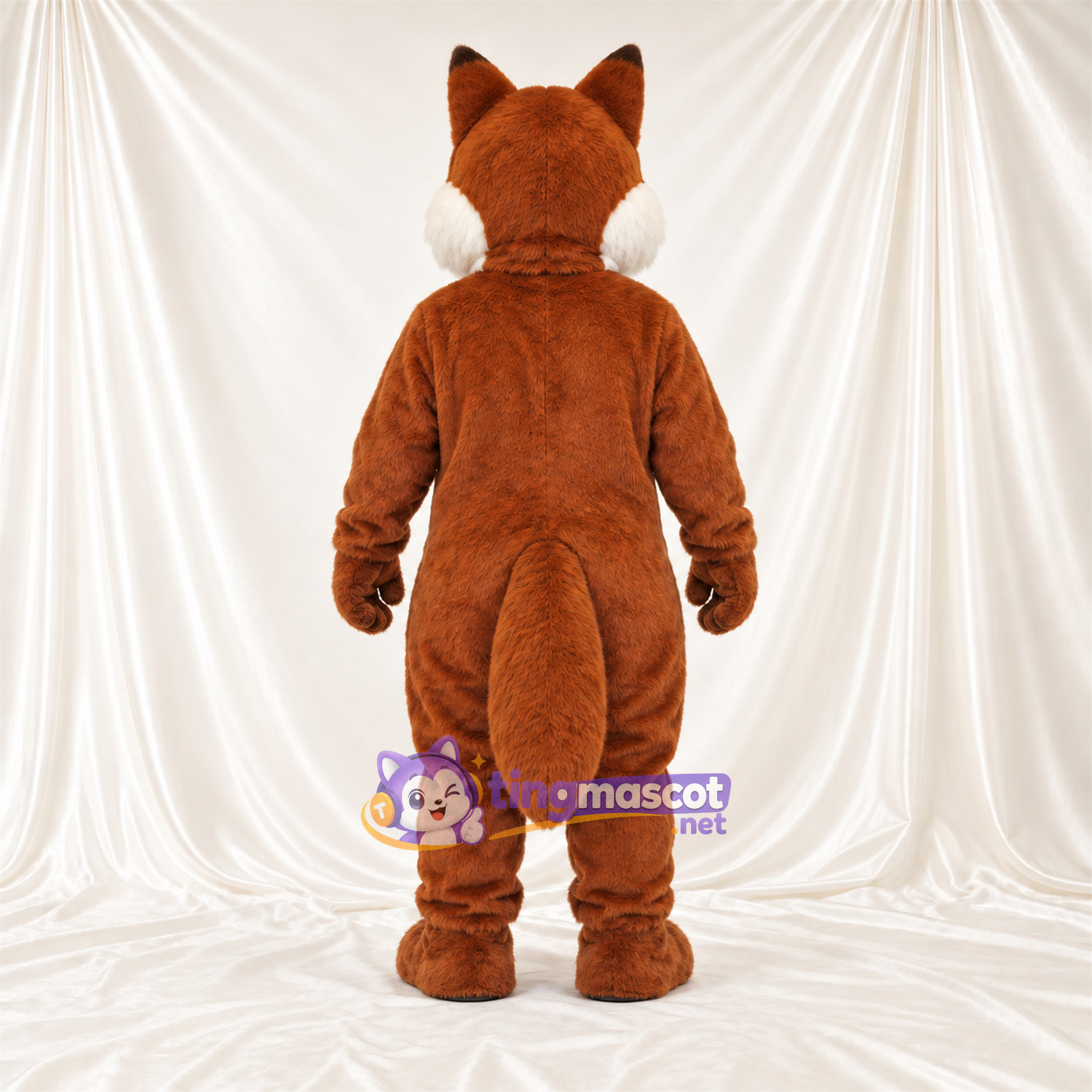 Maskottchenkostüm Fuchs – braun / weiß – Brust (weiß); Wangen (weiß) Maskottchenkostüm Fuchs – braun / weiß – Brust (weiß); Wangen (weiß)
