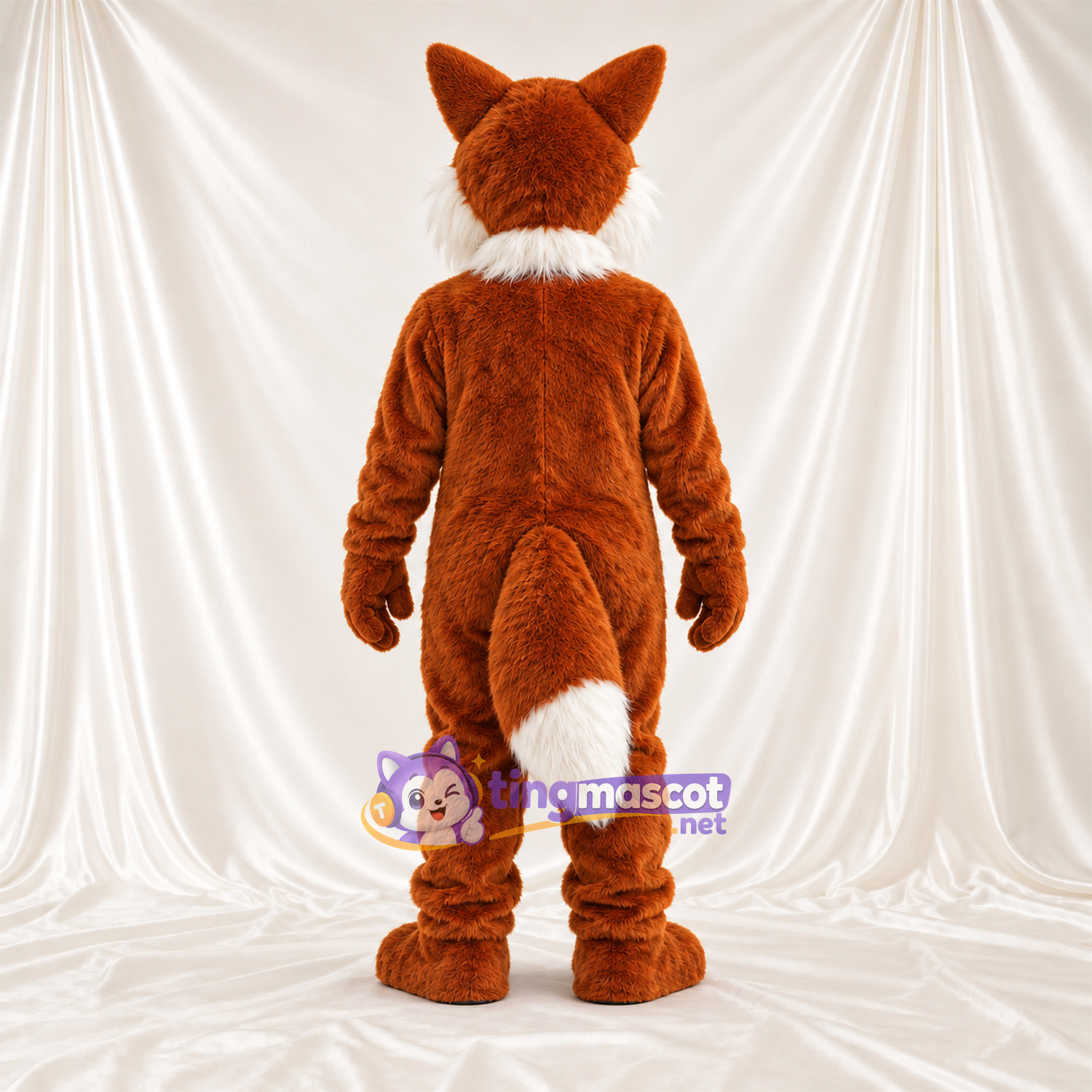 Maskottchenkostüm Fuchs – braun / weiß – Bauch (weiß); Augen (gelb)