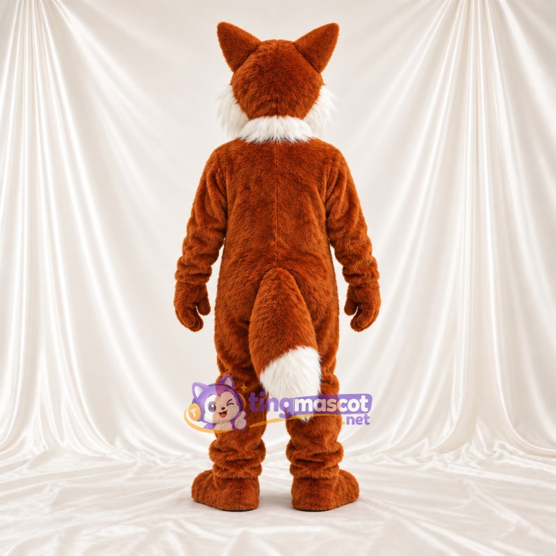 Maskottchenkostüm Fuchs – braun / weiß – Bauch (weiß); Augen (gelb)
