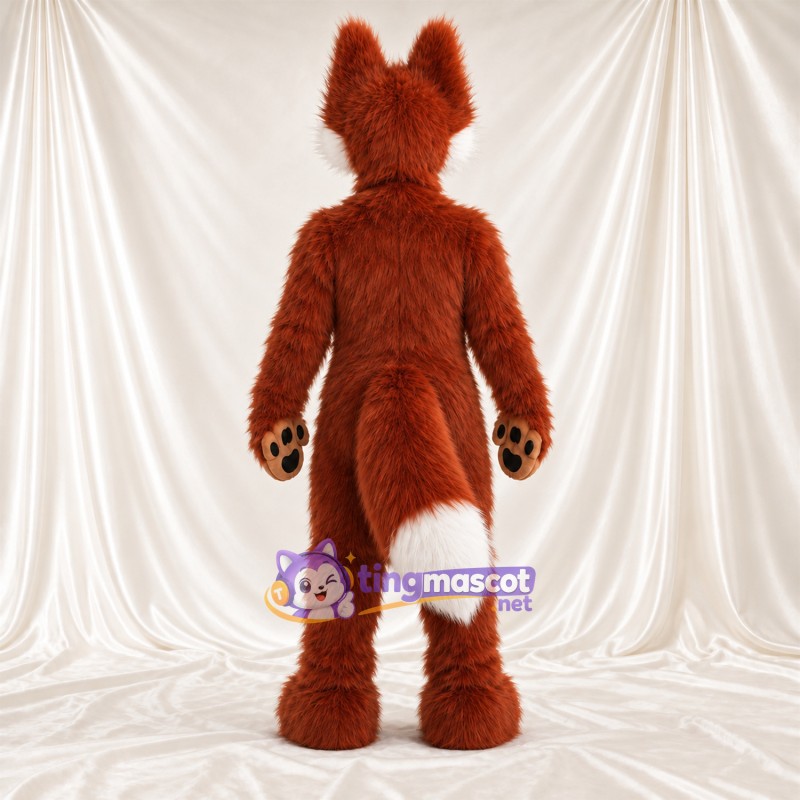 Maskottchenkostüm Fuchs – braun / weiß – Spitze Ohren; Pfotenballen (schwarz) Maskottchenkostüm Fuchs – braun / weiß – Spitze Ohren; Pfotenballen (schwarz)
