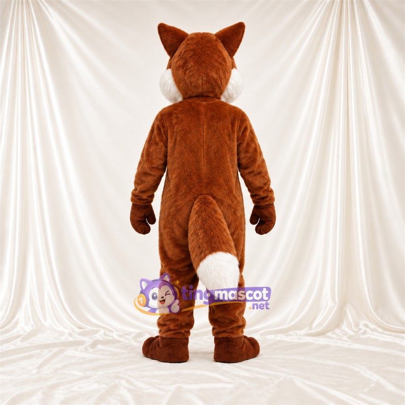 Maskottchenkostüm Fuchs – braun / weiß – Bauch (weiß); Augen (gelb)