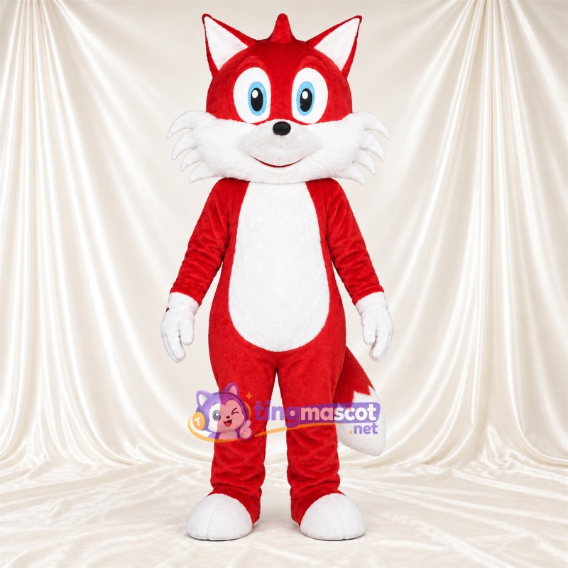 Maskottchenkostüm Fuchs – rot / weiß – Schwanzspitze (weiß); Handschuhe (weiß) Maskottchenkostüm Fuchs – rot / weiß – Schwanzspitze (weiß); Handschuhe (weiß)
