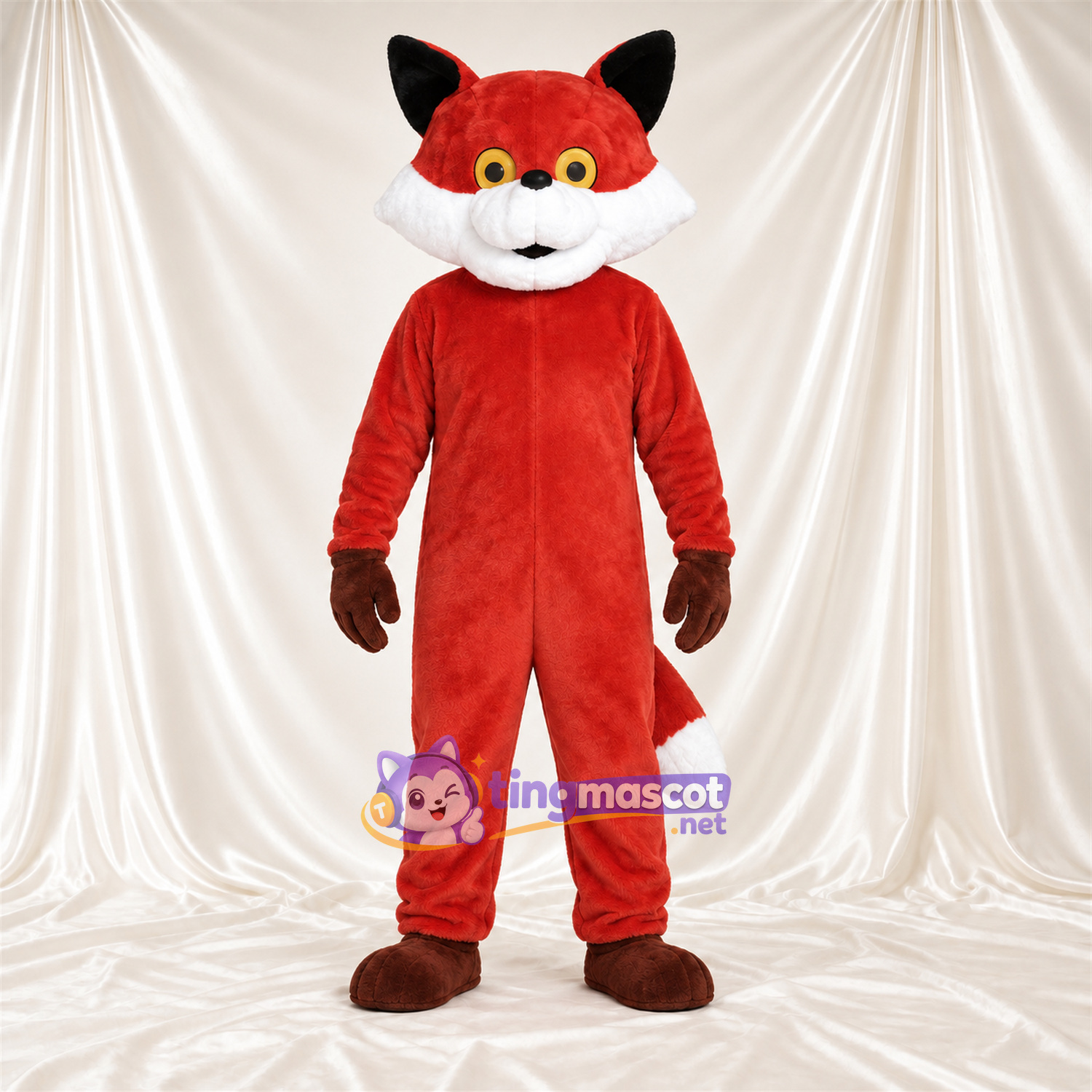 Maskottchenkostüm Fuchs – rot / weiß – Augen (gelb); Wangen (weiß) Maskottchenkostüm Fuchs – rot / weiß – Augen (gelb); Wangen (weiß)