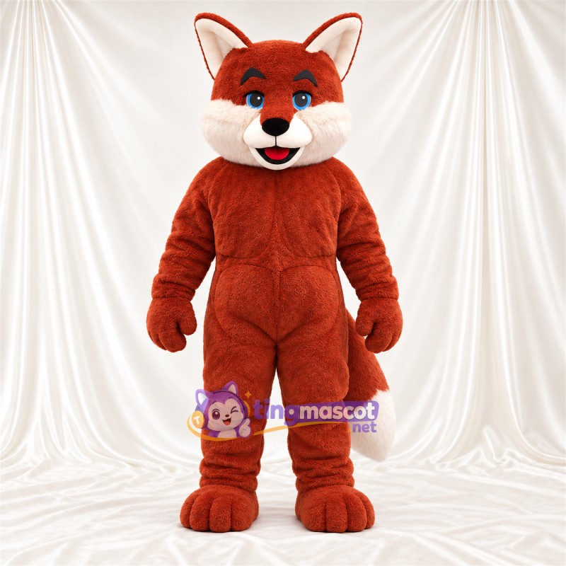 Maskottchenkostüm Fuchs – rot / weiß – Schwanzspitze (weiß); Augen (blau) Maskottchenkostüm Fuchs – rot / weiß – Schwanzspitze (weiß); Augen (blau)