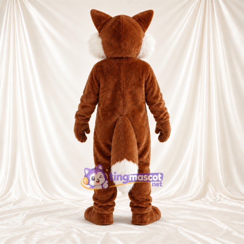 Maskottchenkostüm Fuchs – braun / weiß – Bauch (weiß); Breites Zahngrinsen