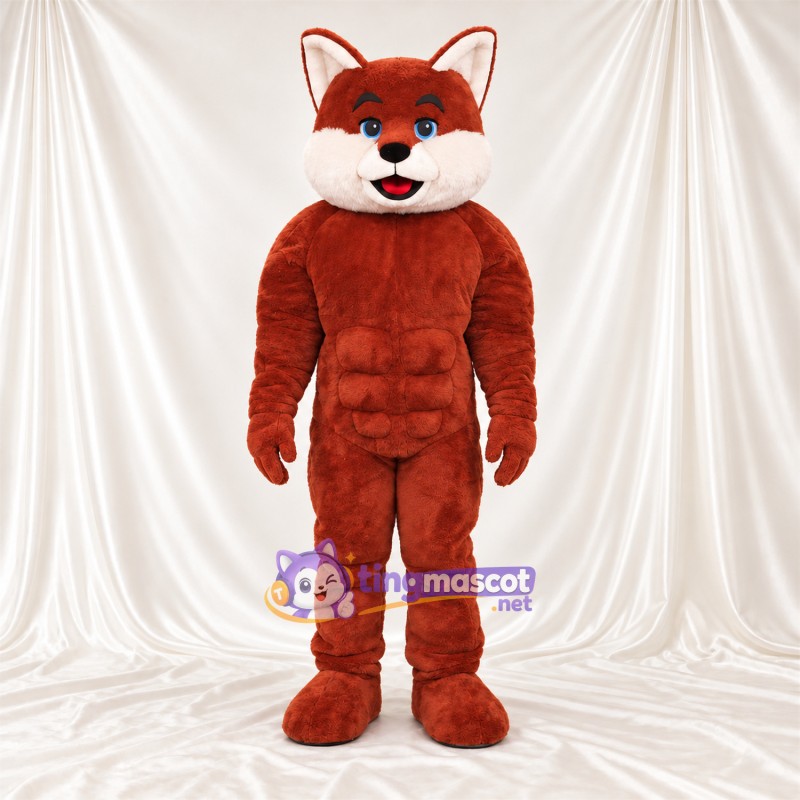 Maskottchenkostüm Fuchs – rot / weiß – Muskelbrust; Augen (blau) Maskottchenkostüm Fuchs – rot / weiß – Muskelbrust; Augen (blau)
