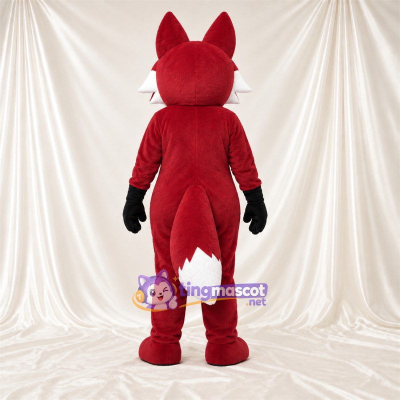 Maskottchenkostüm Fuchs – rot / weiß – Bauch (weiß); Handschuhe (schwarz) Maskottchenkostüm Fuchs – rot / weiß – Bauch (weiß); Handschuhe (schwarz)