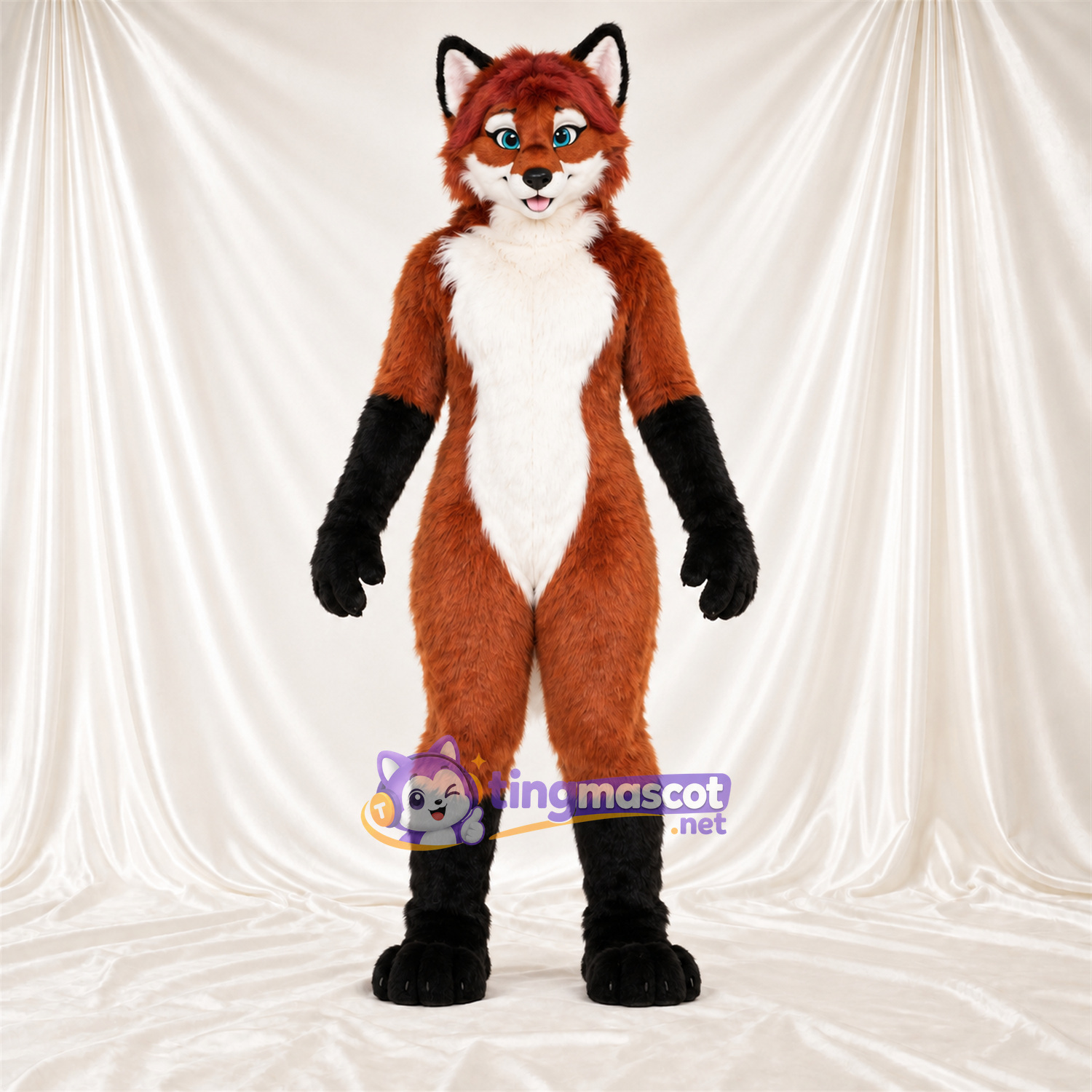 Maskottchenkostüm Fuchs – orange / weiß – Augen (blau); Stiefel (schwarz) Maskottchenkostüm Fuchs – orange / weiß – Augen (blau); Stiefel (schwarz)