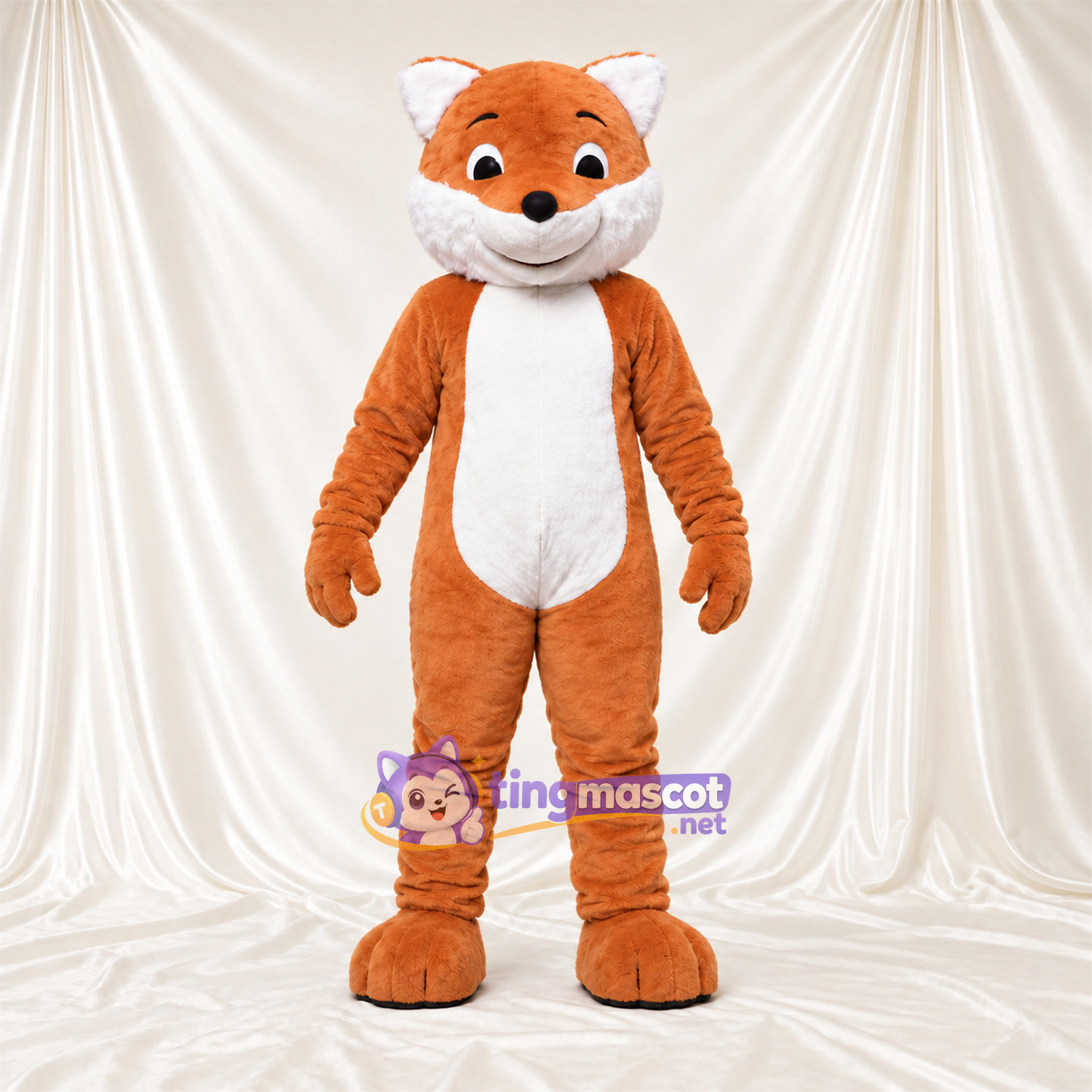 Costume de mascotte Renard – orange / blanc – Bout de la queue (blanc); Joues (blanc) Costume de mascotte Renard – orange / blanc – Bout de la queue (blanc); Joues (blanc)