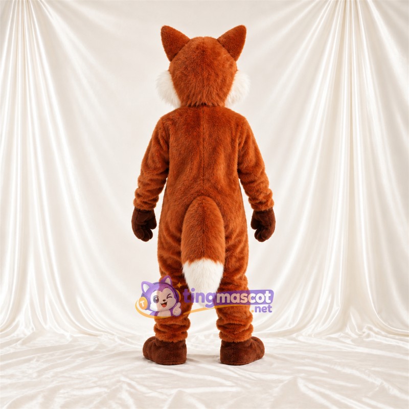 Maskottchenkostüm Fuchs – braun / weiß – Bauch (weiß); Augen (gelb)