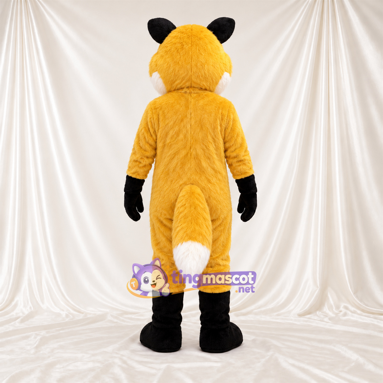 Costume de mascotte Renard – jaune / blanc – Torse (blanc); Bout de la queue (blanc) Costume de mascotte Renard – jaune / blanc – Torse (blanc); Bout de la queue (blanc)
