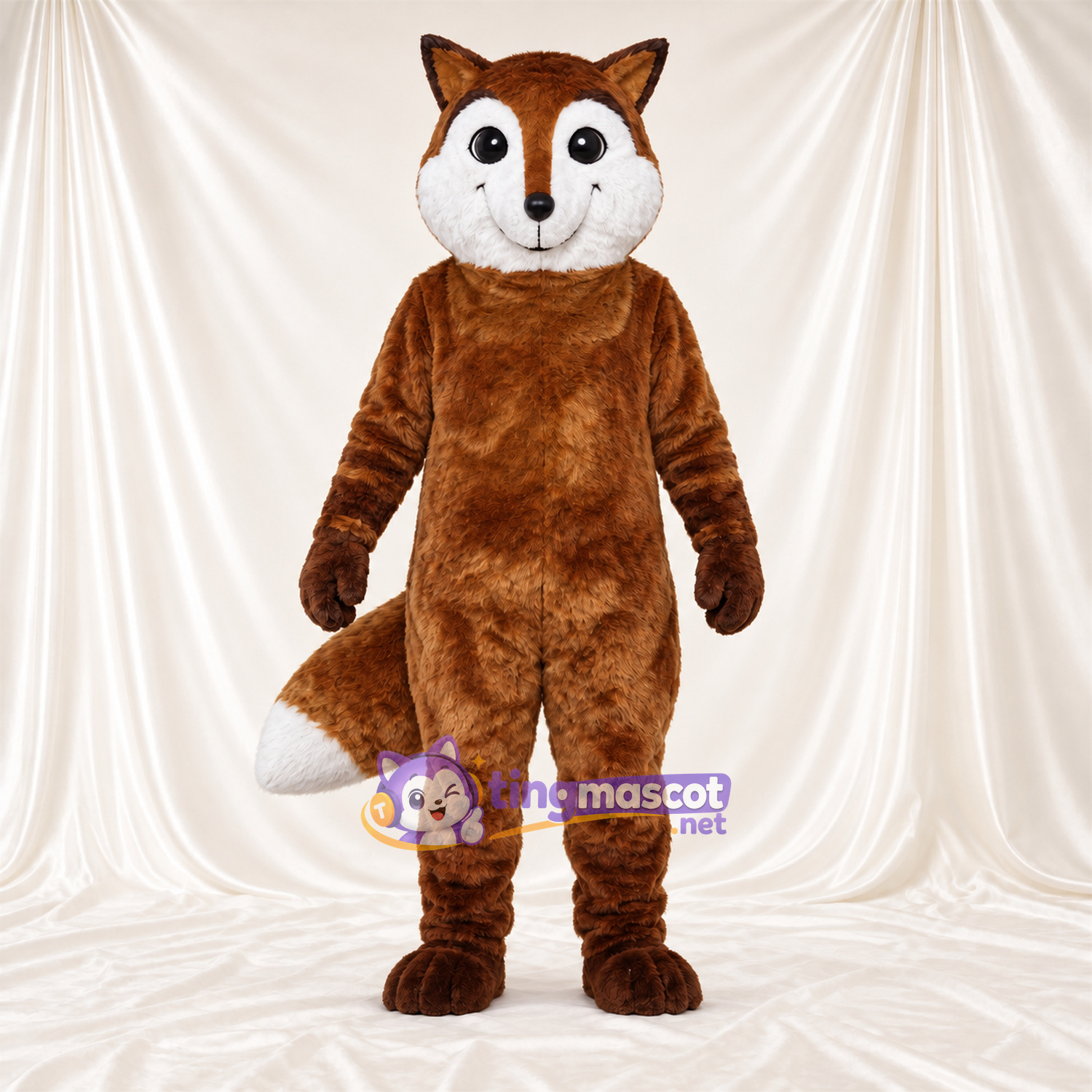 Costume de mascotte Renard – marron / blanc – Bout de la queue (blanc); Visage (blanc) Costume de mascotte Renard – marron / blanc – Bout de la queue (blanc); Visage (blanc)