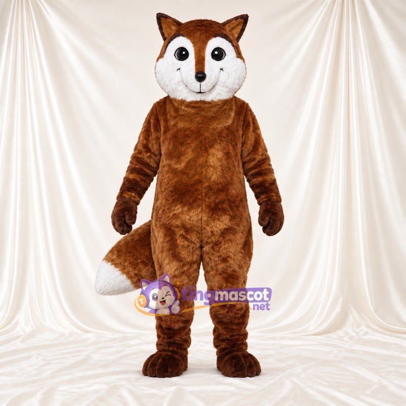 Costume de mascotte Renard – marron / blanc – Bout de la queue (blanc); Visage (blanc) Costume de mascotte Renard – marron / blanc – Bout de la queue (blanc); Visage (blanc)