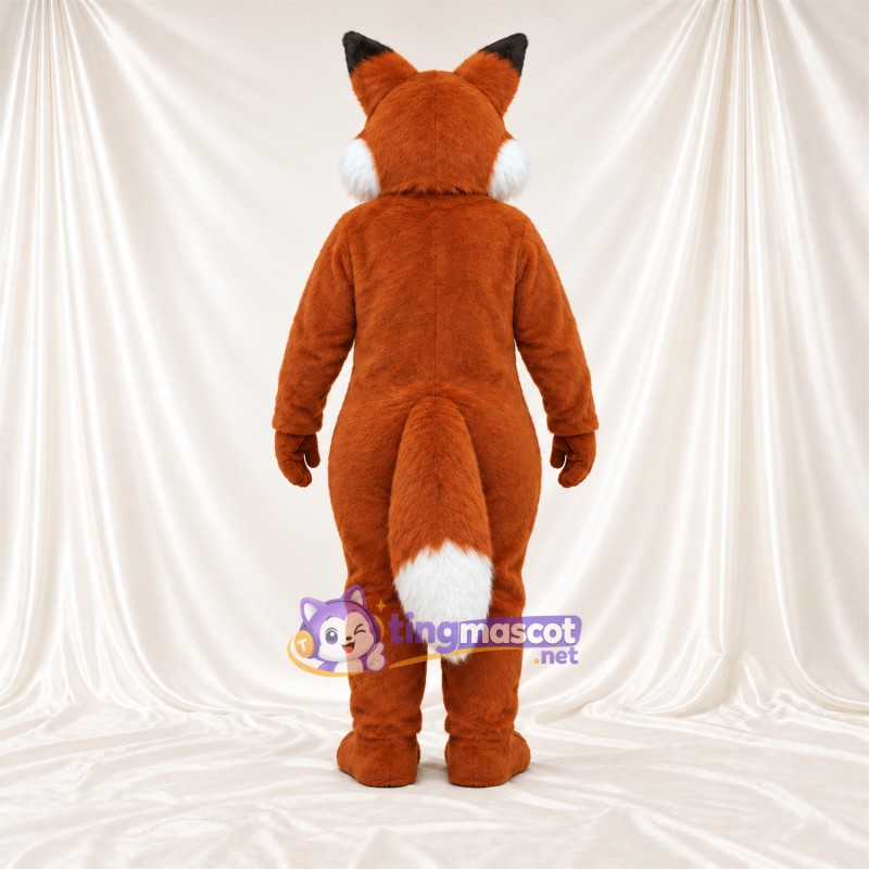 Maskottchenkostüm Fuchs – braun / weiß – Bauch (weiß); Augen (grün)
