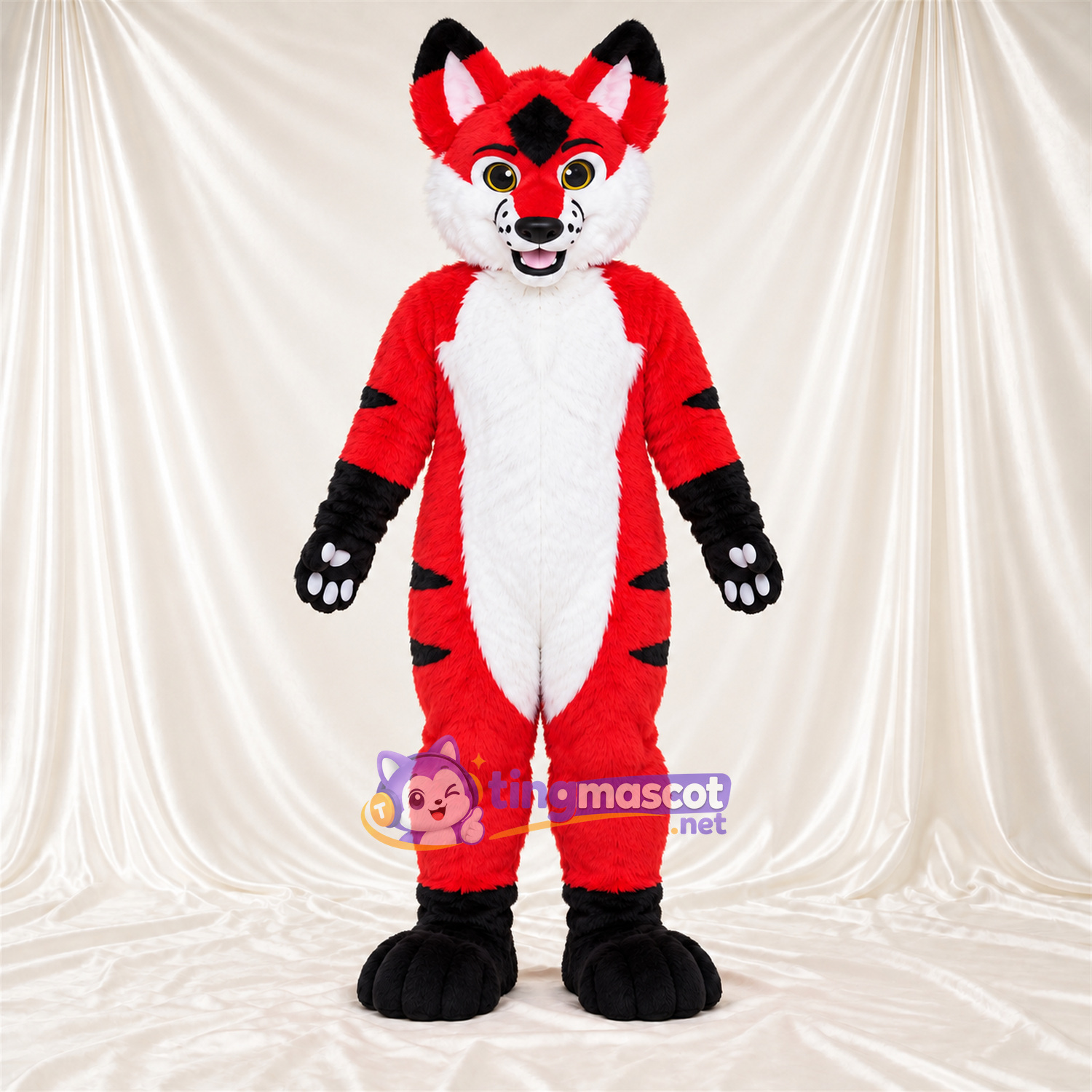Red, White and Black Fox Mascot Costume Red, White and Black Fox Mascot Costume