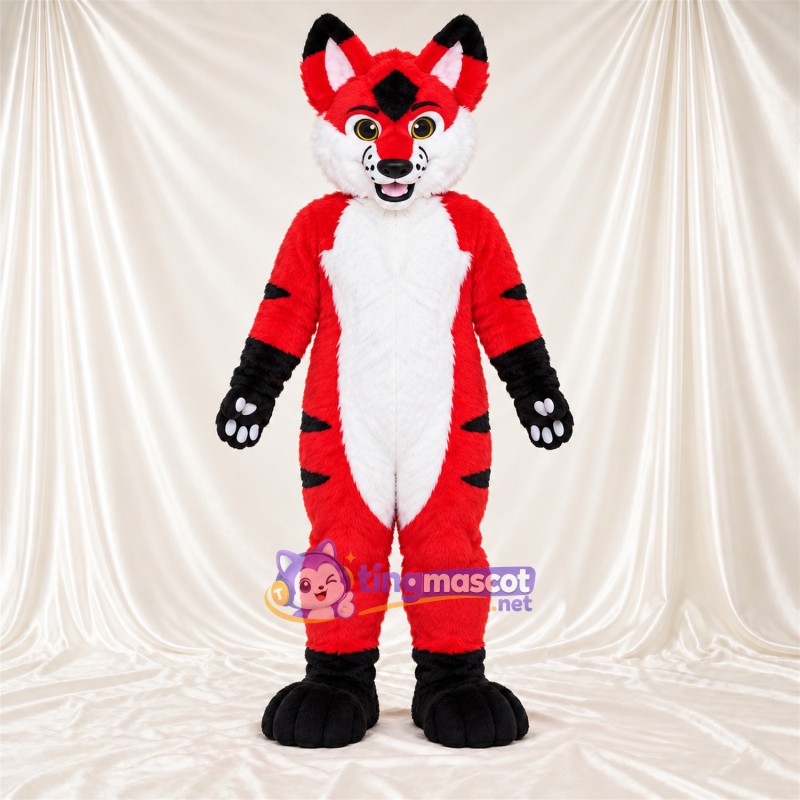 Red, White and Black Fox Mascot Costume Red, White and Black Fox Mascot Costume