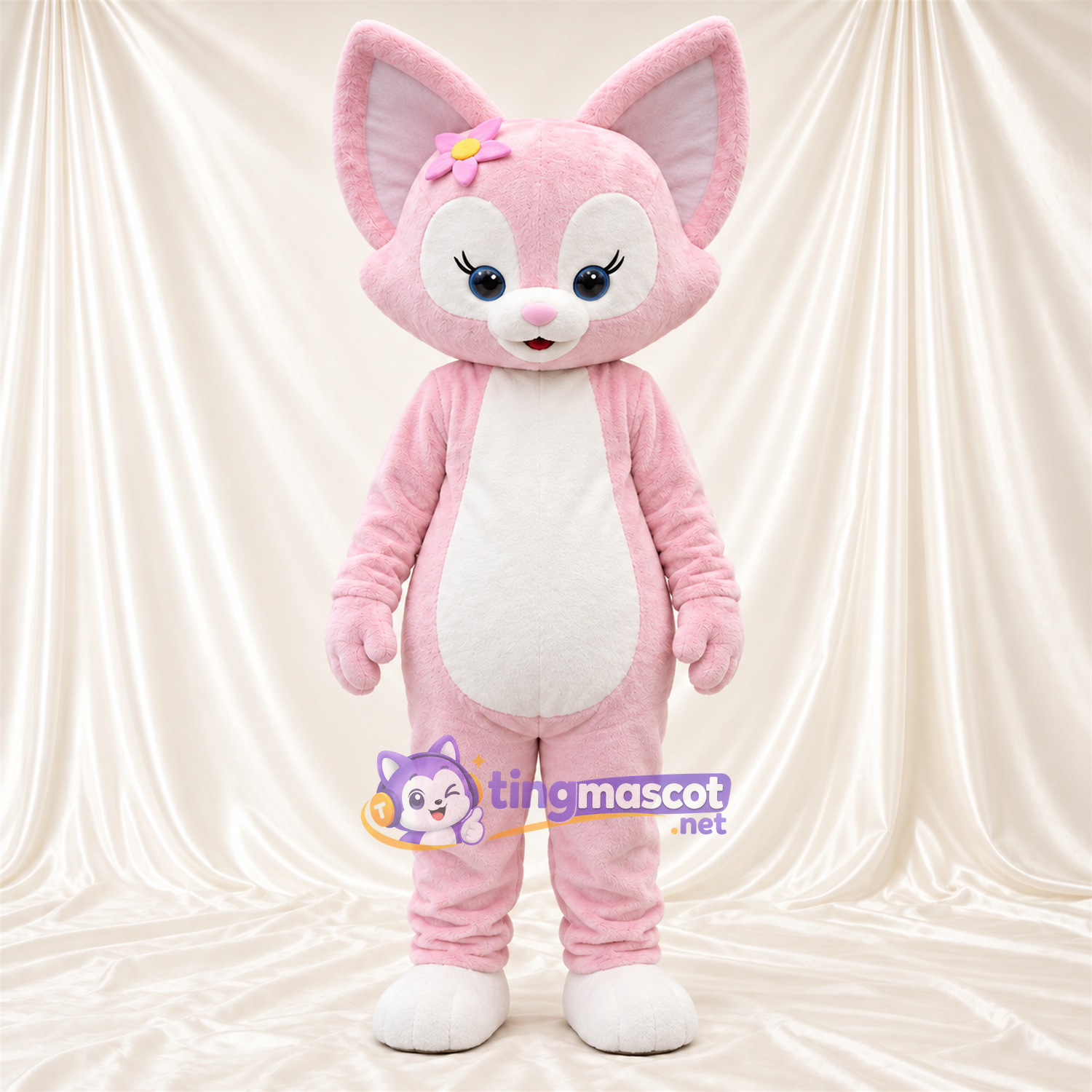 Maskottchenkostüm Fuchs – rosa / weiß – Stirnband Maskottchenkostüm Fuchs – rosa / weiß – Stirnband