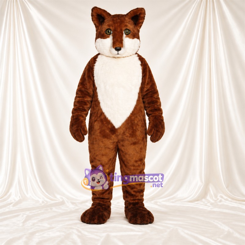 Maskottchenkostüm Fuchs – braun / weiß – Brust (weiß); Schnauze Maskottchenkostüm Fuchs – braun / weiß – Brust (weiß); Schnauze