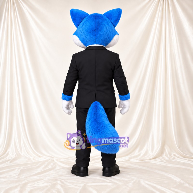 Blue and White Fox Mascot Costume - Black Tuxedo Blue and White Fox Mascot Costume - Black Tuxedo