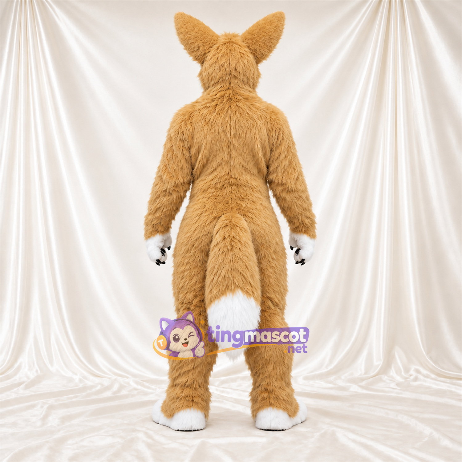 Maskottchenkostüm Fuchs – hellbraun / weiß – Bauch (weiß); Schwanzspitze (weiß) Maskottchenkostüm Fuchs – hellbraun / weiß – Bauch (weiß); Schwanzspitze (weiß)