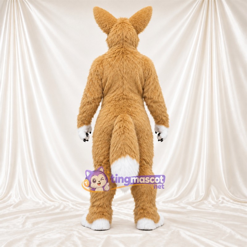 Maskottchenkostüm Fuchs – hellbraun / weiß – Bauch (weiß); Schwanzspitze (weiß) Maskottchenkostüm Fuchs – hellbraun / weiß – Bauch (weiß); Schwanzspitze (weiß)