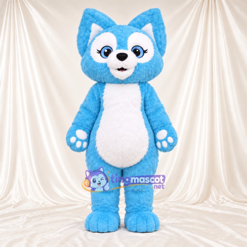 Costume de mascotte Renard – bleu / blanc – Bout de la queue (blanc); Coussinets (blanc) Costume de mascotte Renard – bleu / blanc – Bout de la queue (blanc); Coussinets (blanc)