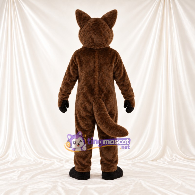 Brown and Cream Coyote Mascot Costume - Long Tail and Cream Muzzle Brown and Cream Coyote Mascot Costume - Long Tail and Cream Muzzle