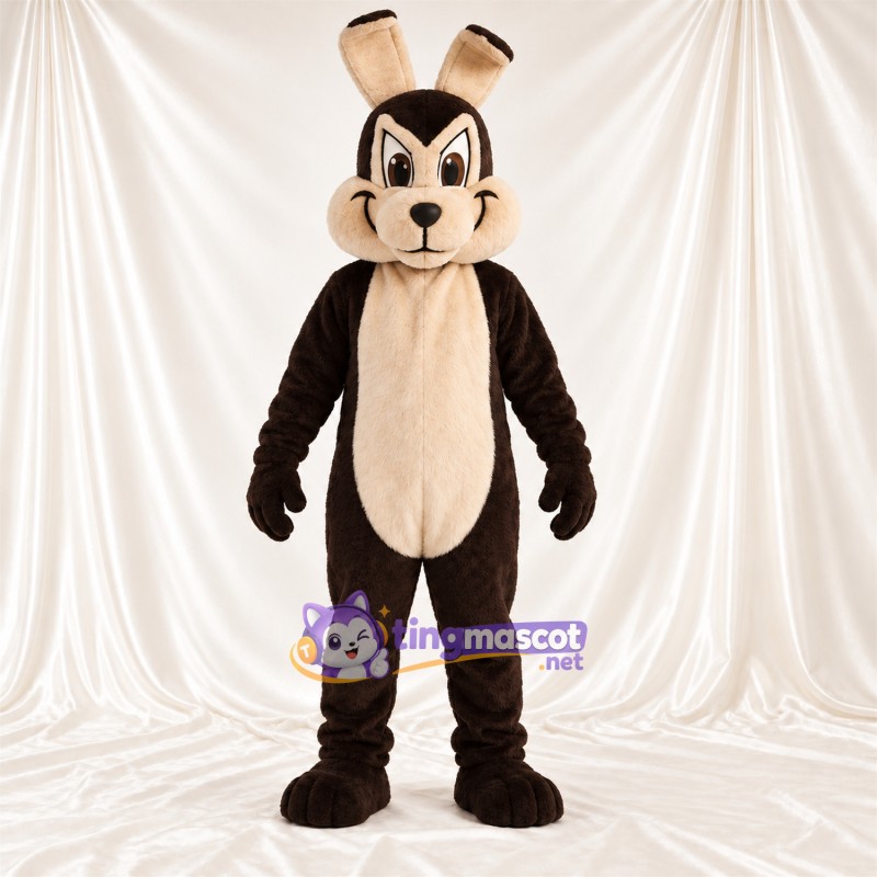 Costume de mascotte Coyote – marron foncé – Longues oreilles; Queue