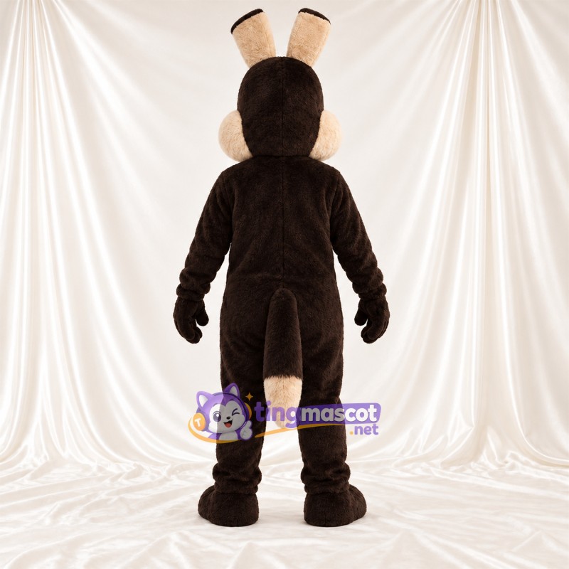 Costume de mascotte Coyote – marron foncé – Longues oreilles; Queue