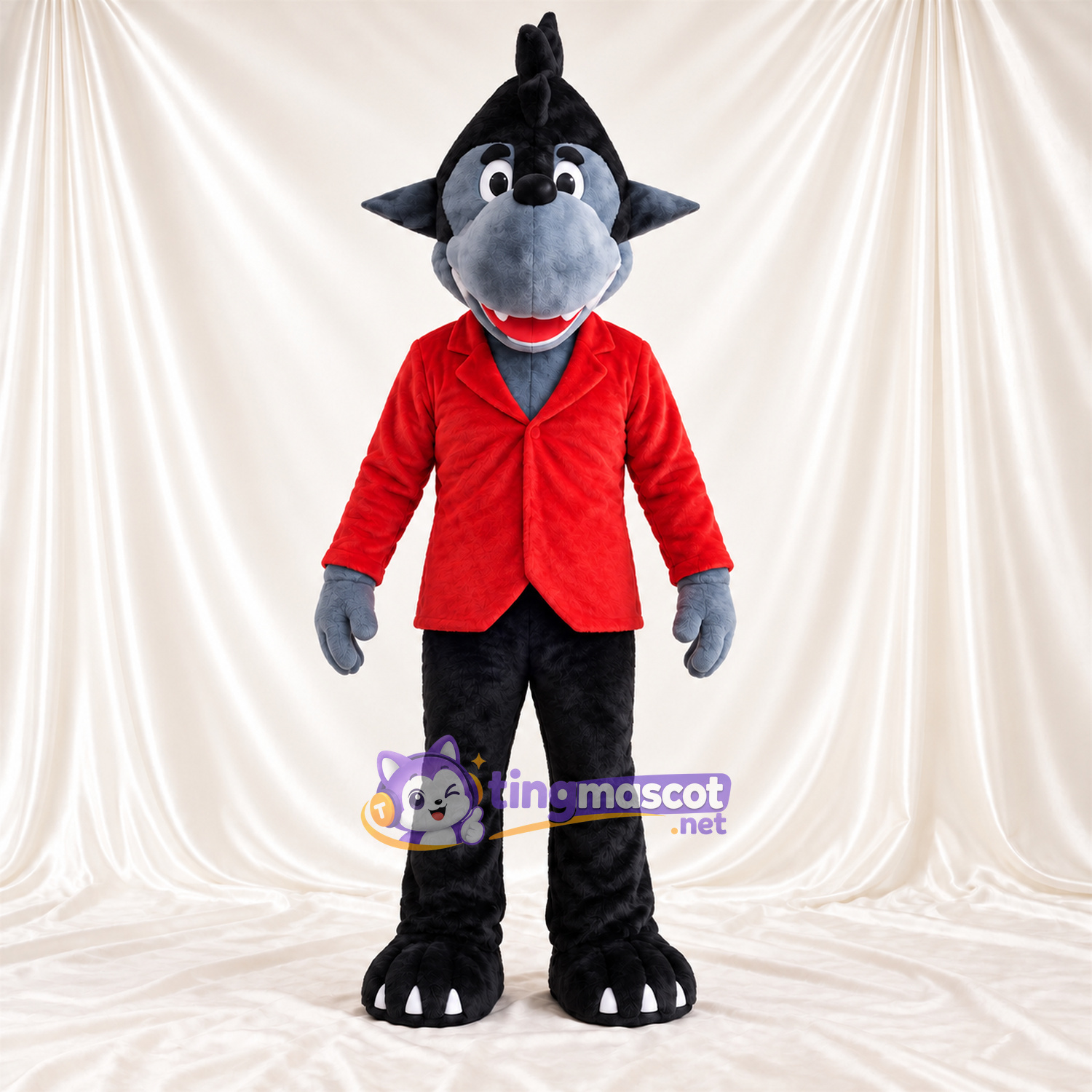 Costume de mascotte Loup – gris – Pantalon (noir) Costume de mascotte Loup – gris – Pantalon (noir)