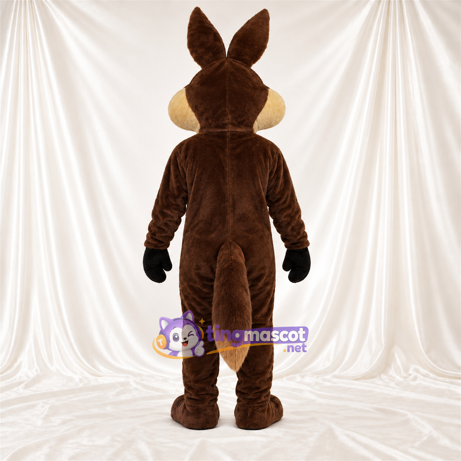 Costume de mascotte Coyote – marron / brun clair – Gants (noir); Yeux (jaune) Costume de mascotte Coyote – marron / brun clair – Gants (noir); Yeux (jaune)