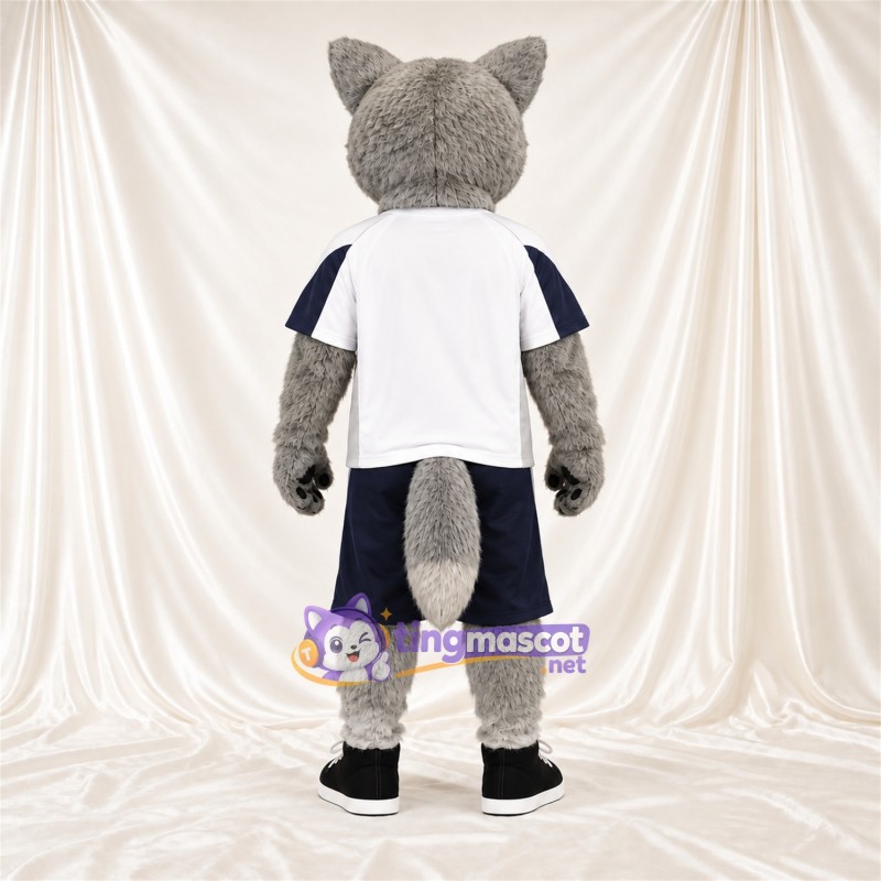Costume de mascotte Loup – gris – Chemise (blanc); Short Costume de mascotte Loup – gris – Chemise (blanc); Short