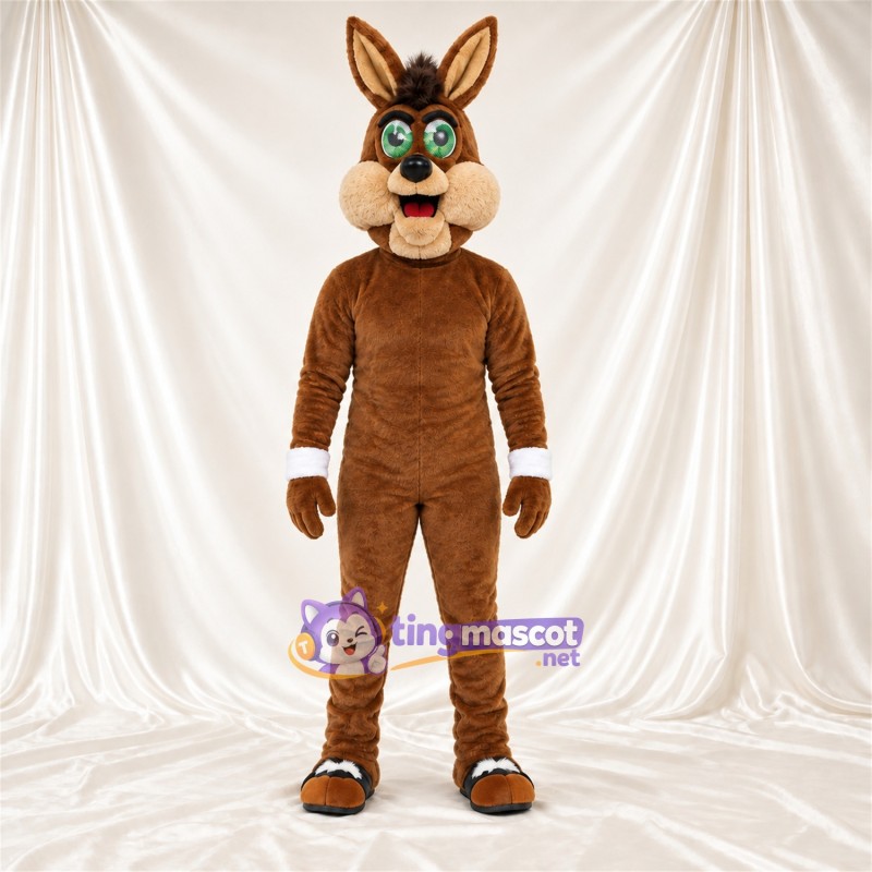 Costume de mascotte Coyote – marron / brun clair – Griffes (noir); Yeux (vert) Costume de mascotte Coyote – marron / brun clair – Griffes (noir); Yeux (vert)