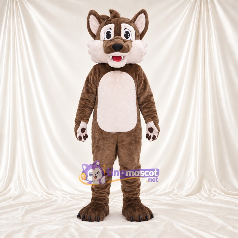 Brown and Cream Coyote Mascot Costume - Cream Belly and Black Paw Pads Brown and Cream Coyote Mascot Costume - Cream Belly and Black Paw Pads
