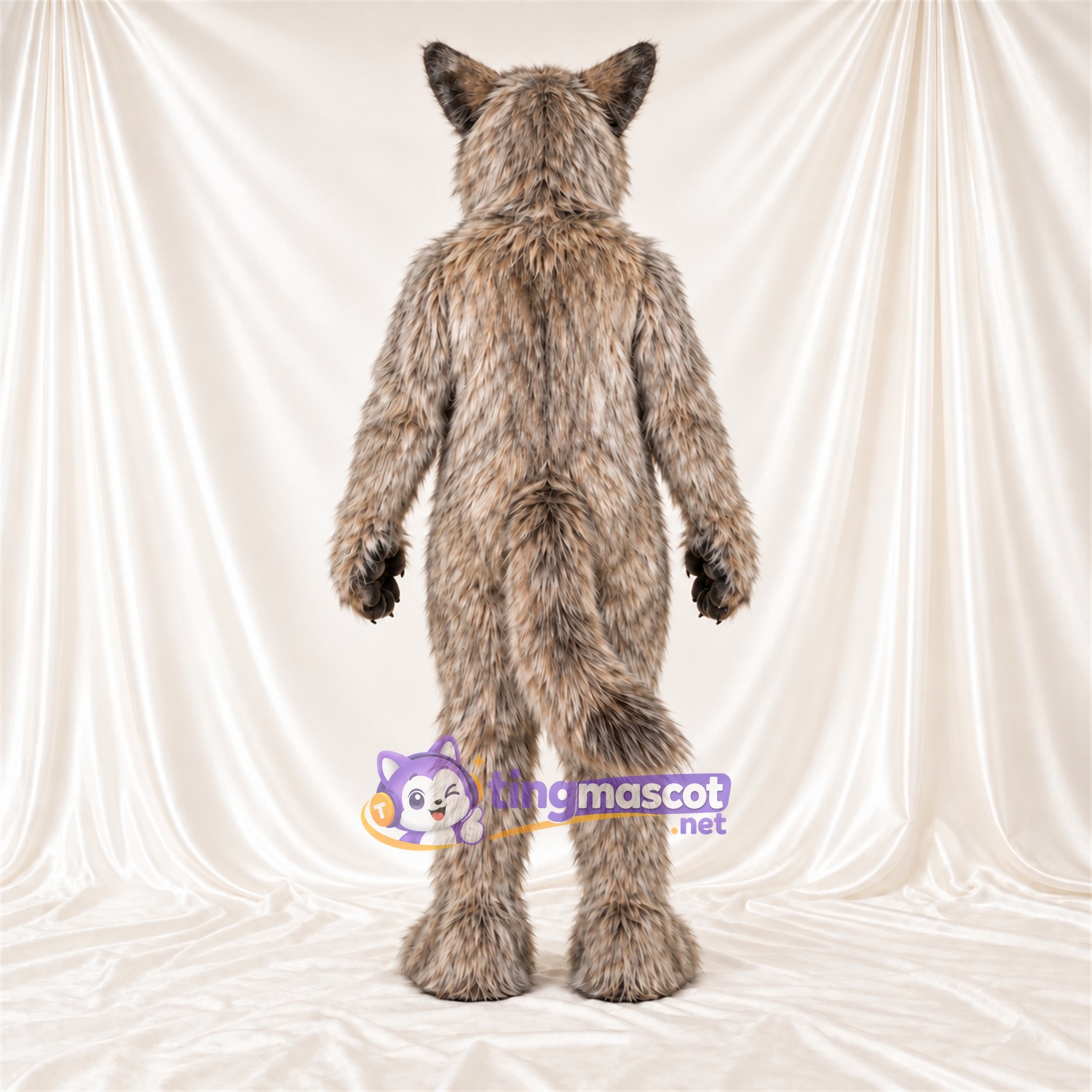 Brown and Gray Coyote Mascot Costume - Pointed Fangs and Shaggy Fur Brown and Gray Coyote Mascot Costume - Pointed Fangs and Shaggy Fur