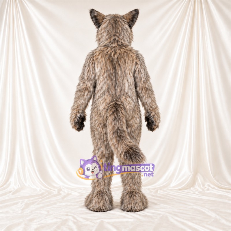 Brown and Gray Coyote Mascot Costume - Pointed Fangs and Shaggy Fur Brown and Gray Coyote Mascot Costume - Pointed Fangs and Shaggy Fur