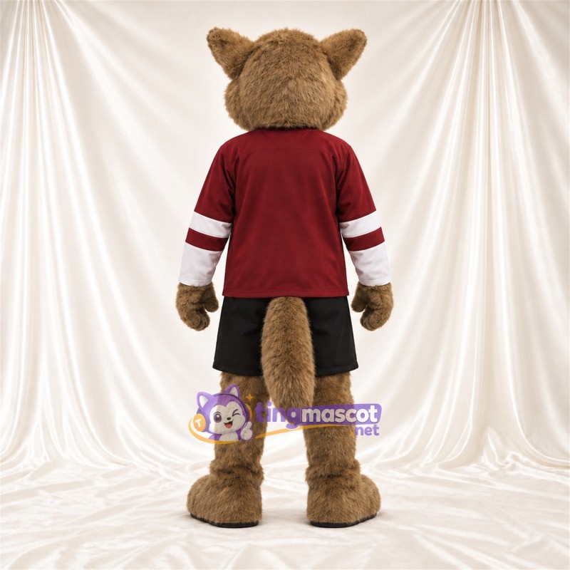 Costume de mascotte Loup – marron – Chemise (bordeaux); Short (noir) Costume de mascotte Loup – marron – Chemise (bordeaux); Short (noir)